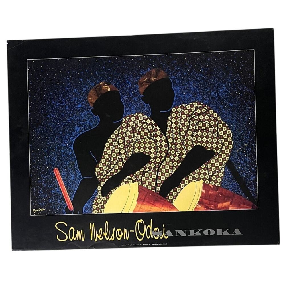 Vintage Sam Nelson-Odoi Gankoka Art Poster Print Black Heritage Cultural Decor